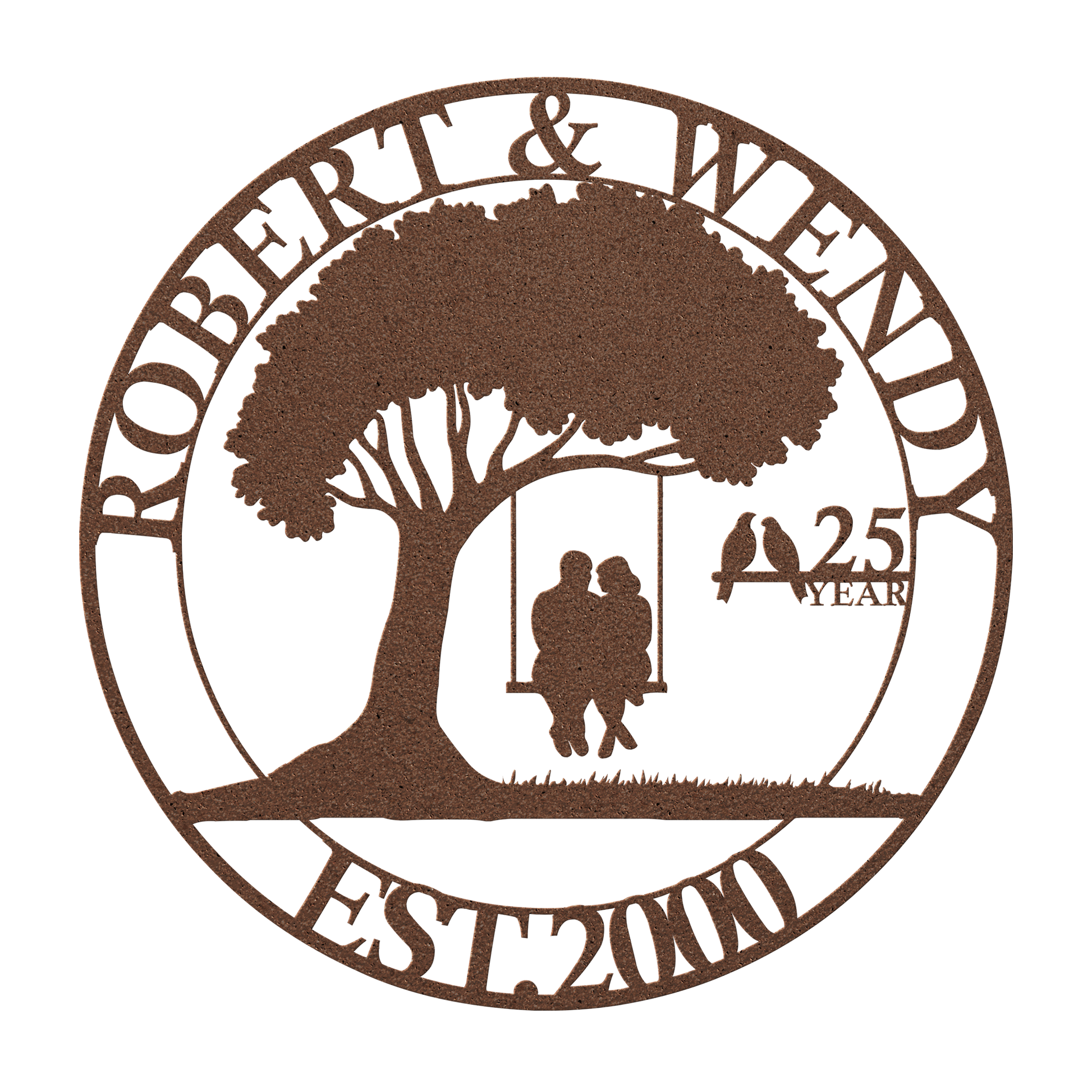 Durable powder-coated family anniversary wall sign