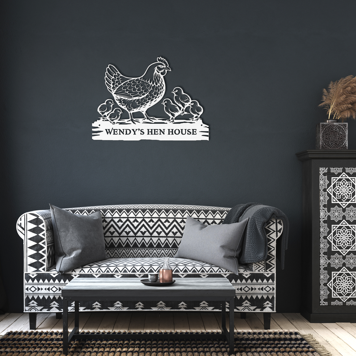 Personalized_chicken_farm_metal_sign_wit_White_Dark_Living_Room_Mockup.png