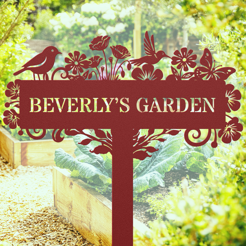 Custom bird and bloom garden decor