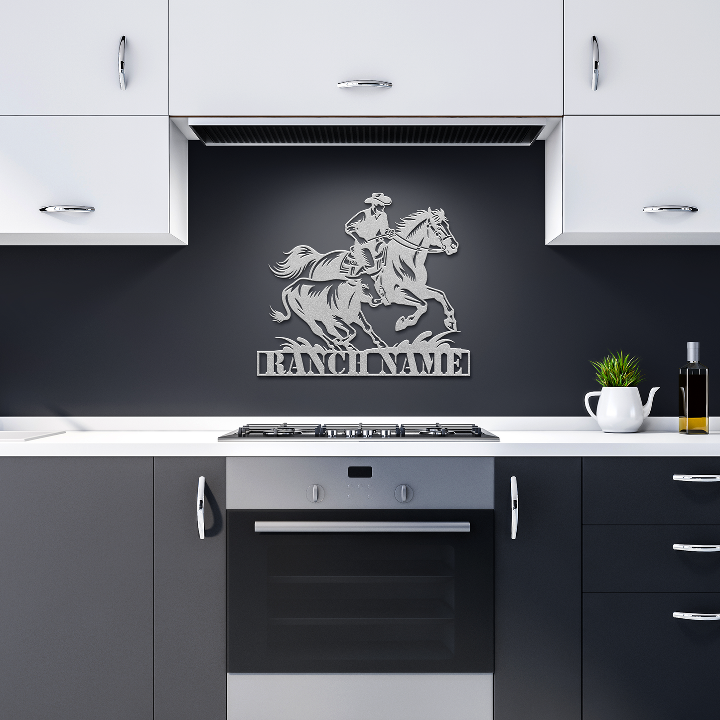 Ranch_Cowboy_Chasing_Cow_Metal_Sign__We_Silver_Dark_Kitchen_Mockup.png
