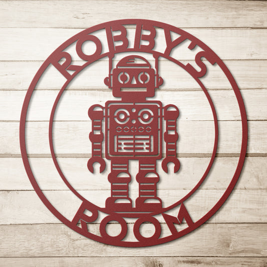 Retro Robot Boys Room Custom Metal Sign