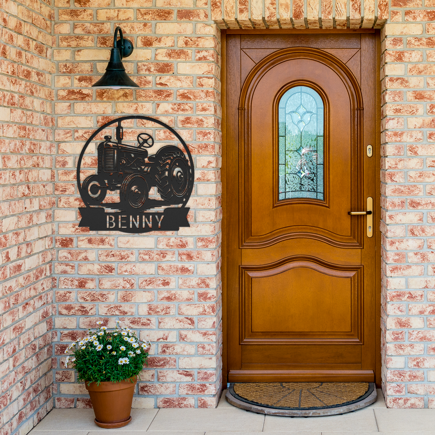 Tractor_Family_Name_Metal_Sign__Custo_Black_Brick_Entrance_Mockup.png