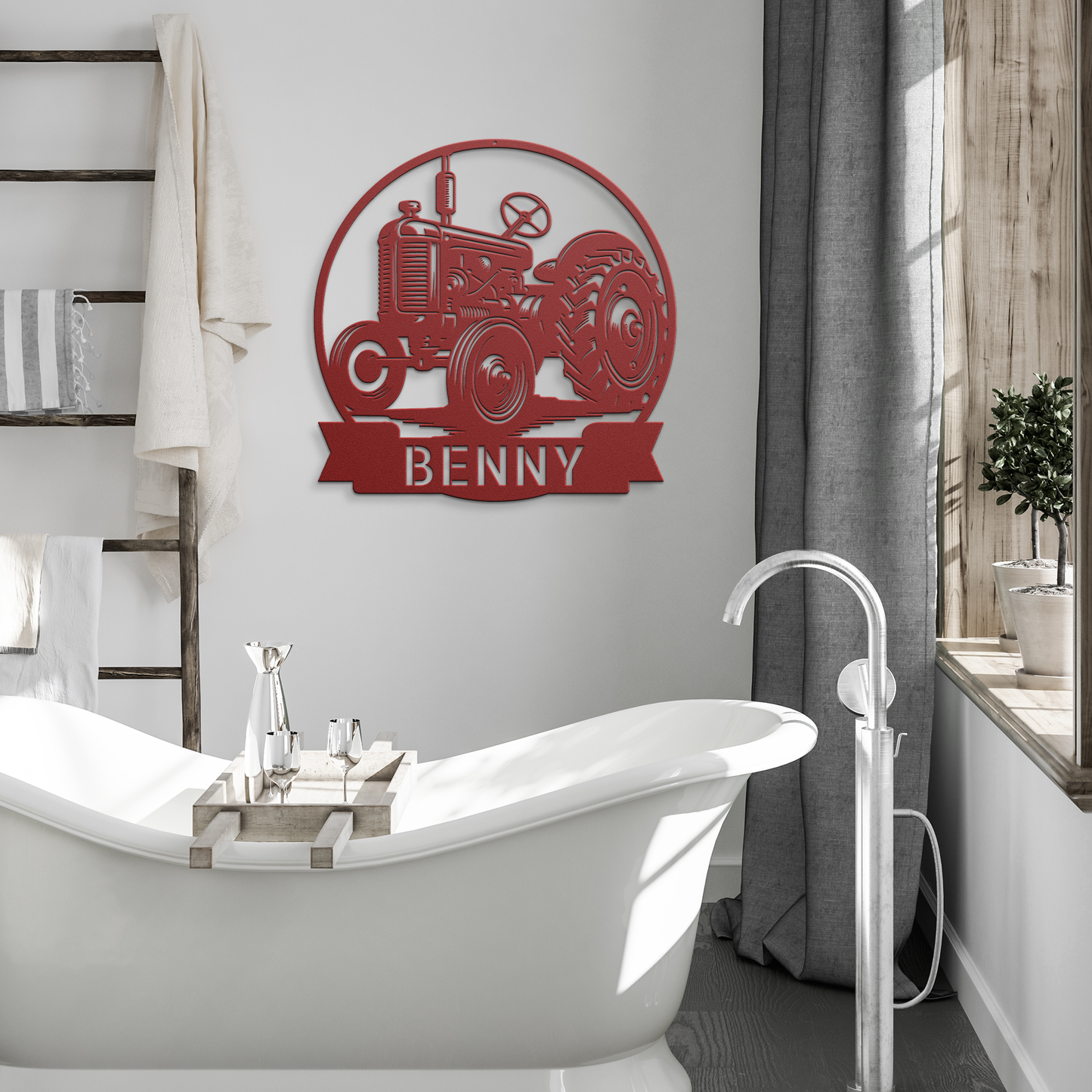 Tractor_Family_Name_Metal_Sign__Custo_Red_Modern_Bathroom_Mockup.png