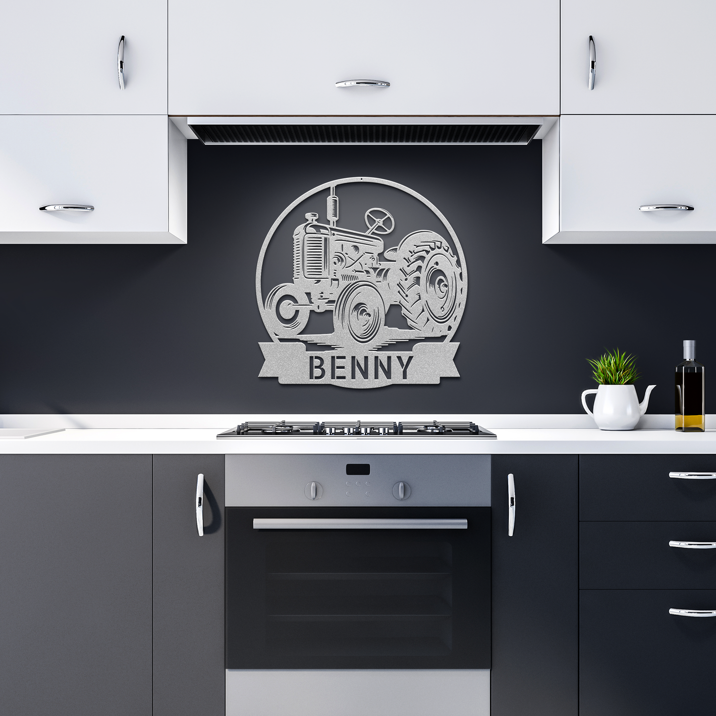 Tractor_Family_Name_Metal_Sign__Custo_Silver_Dark_Kitchen_Mockup.png