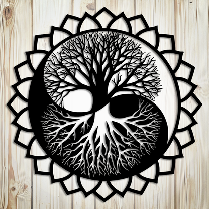 Tree of Life Yin Yang metal art