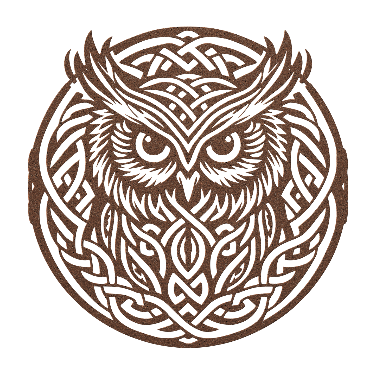 Unique tribal owl Celtic knot metal wall artwork