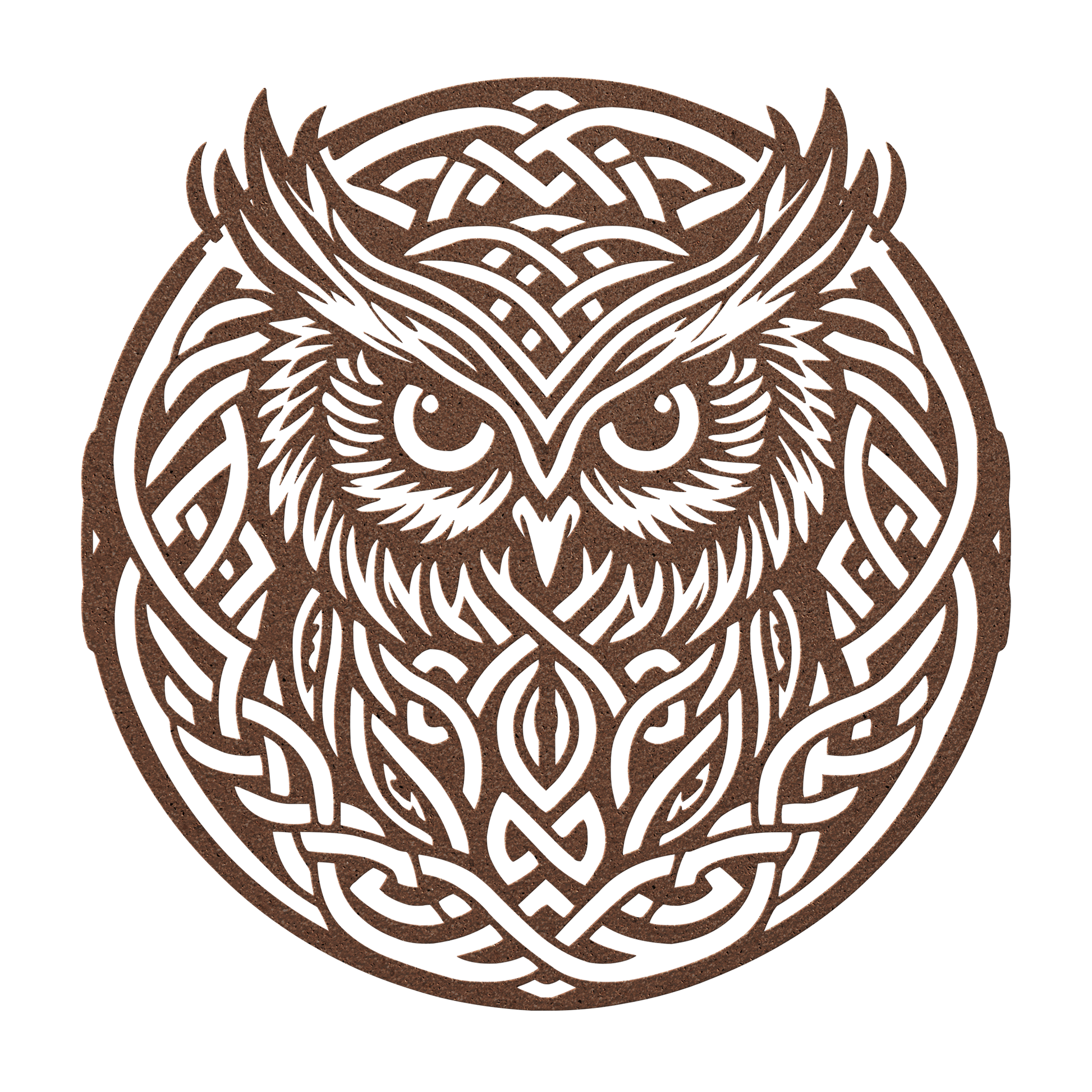Unique tribal owl Celtic knot metal wall artwork
