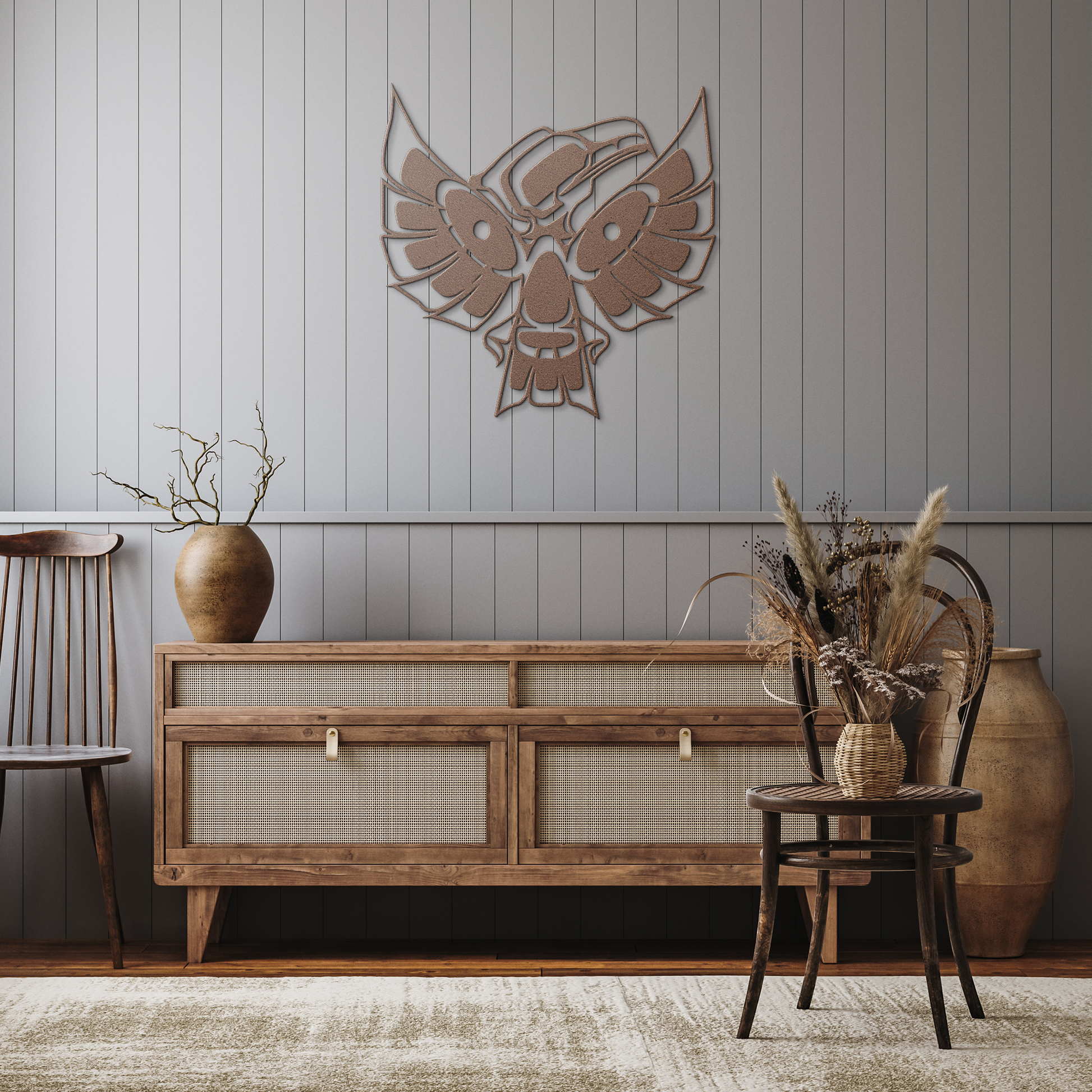 Tribal_Native_American_Thunderbird_Metal_Copper_Rustic_Hallway_Mockup.png