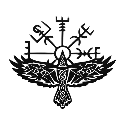 Nordic Vegvisir raven rune wall hanging