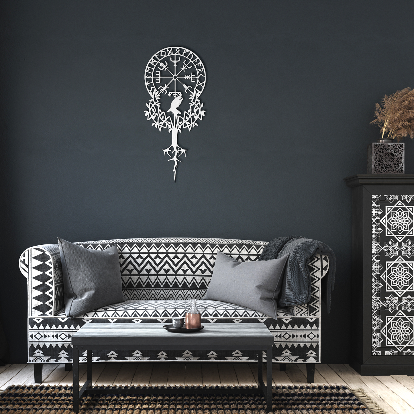 Viking_Compass__Gothic_Raven_Metal_Wall_White_Dark_Living_Room_Mockup.png