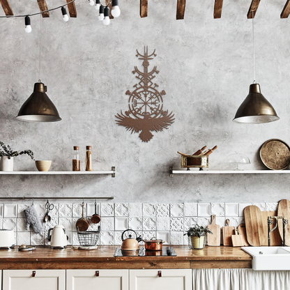 Viking_Compass__Raven_Metal_Sign__No_Copper_Rustic_Kitchen_Mockup.png