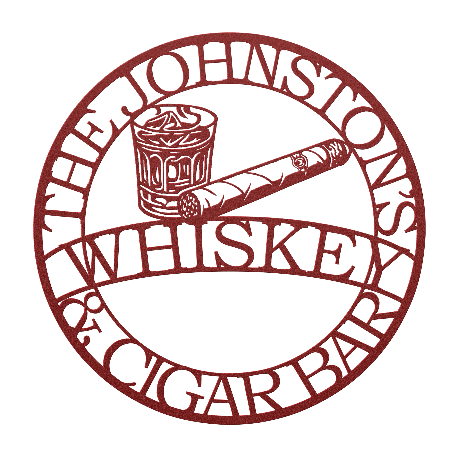 Rustic cigar lounge sign in steel