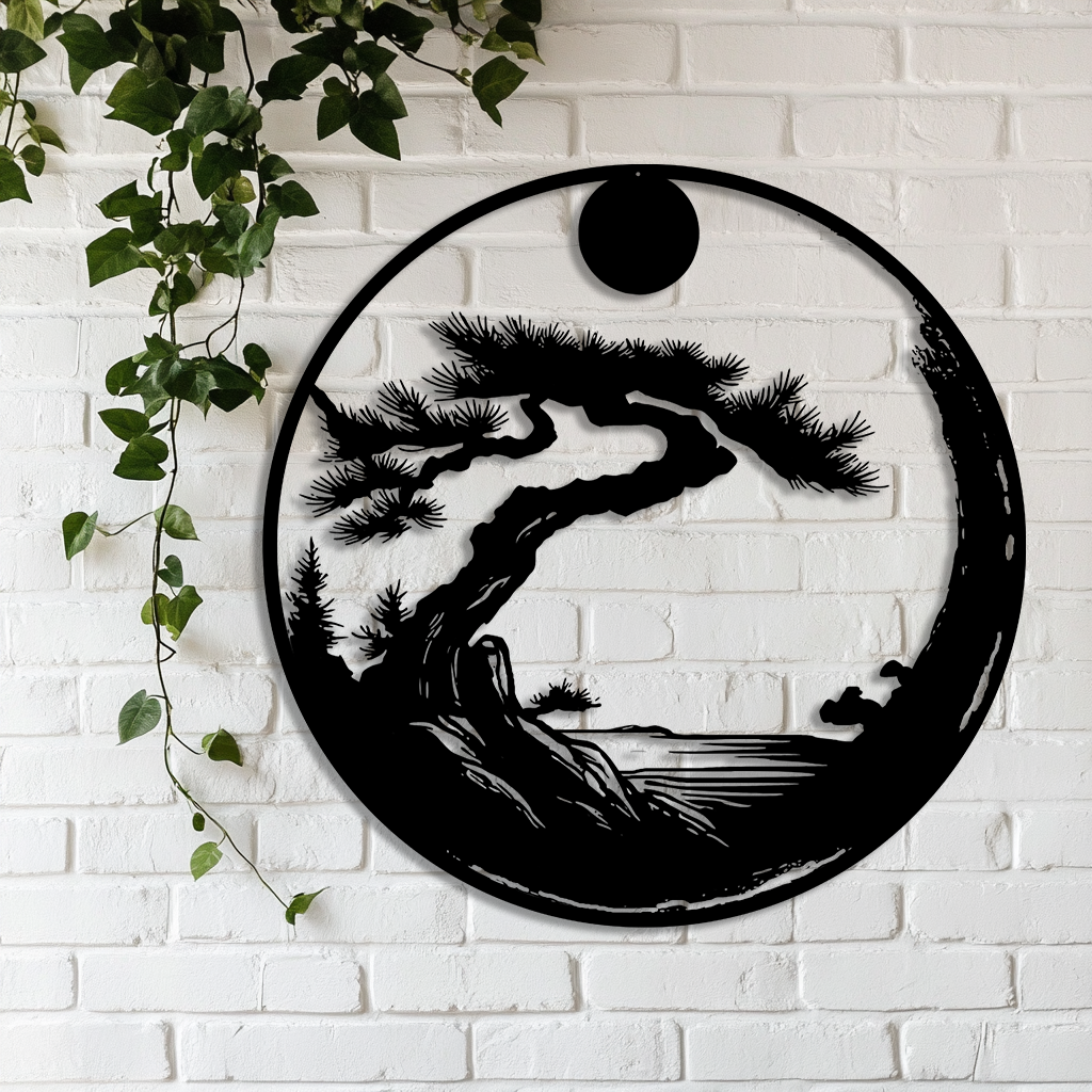 Zen enso circle metal wall art