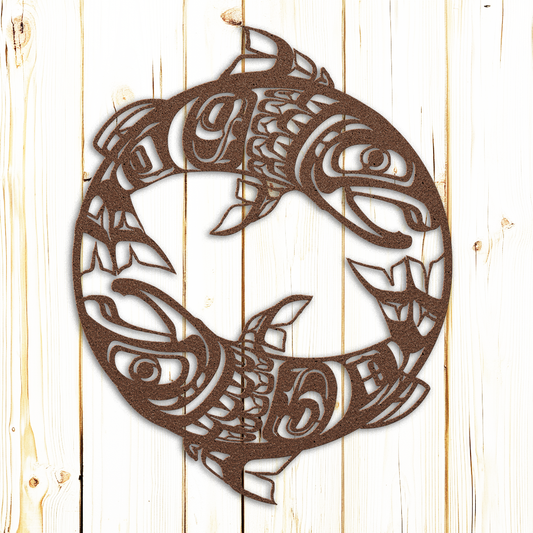 Salish salmon tribal wall art