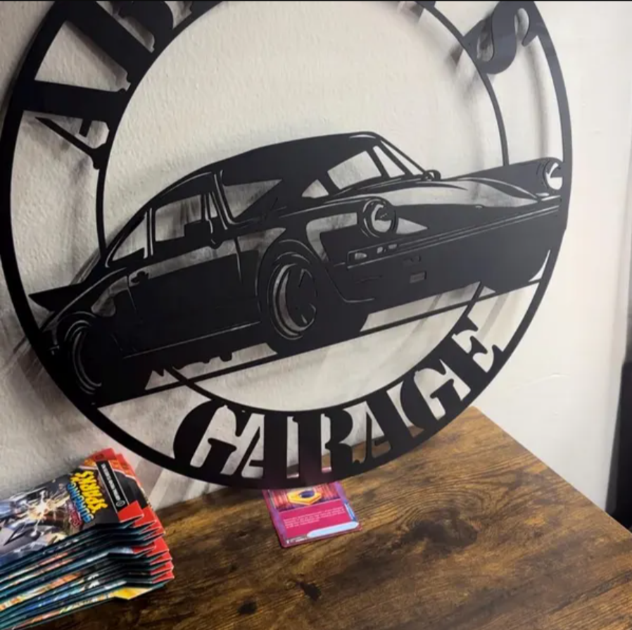 Steel racing car wall art