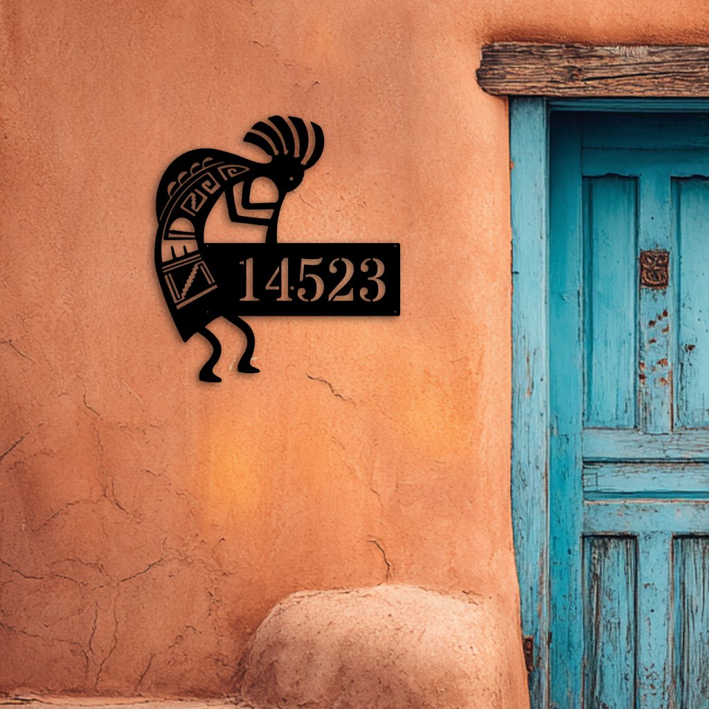 Kokopelli metal address sign