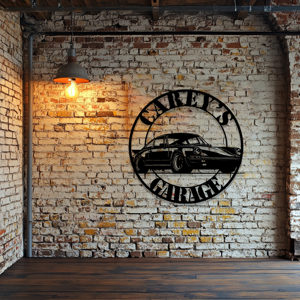 Retro Porsche 911 Metal Garage Sign