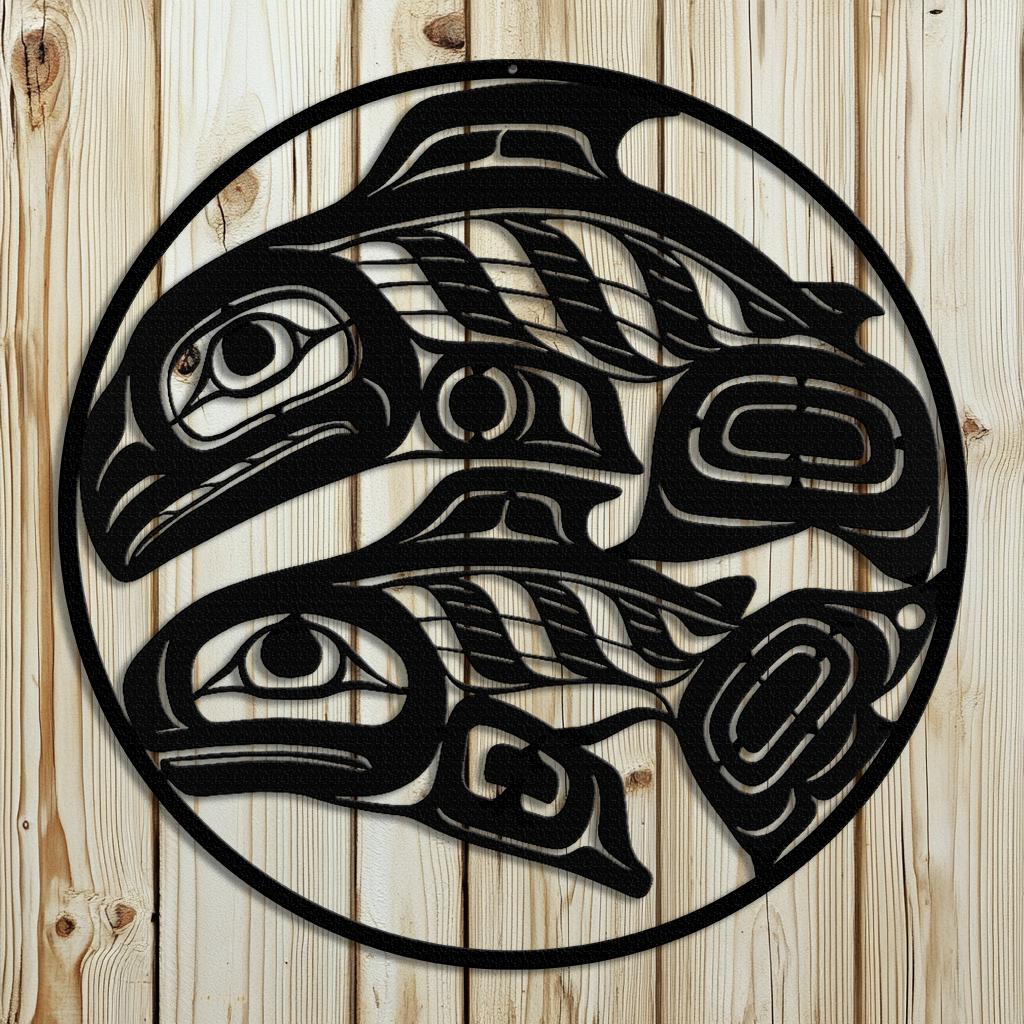 Salmon Tlingit Haida Metal Sign