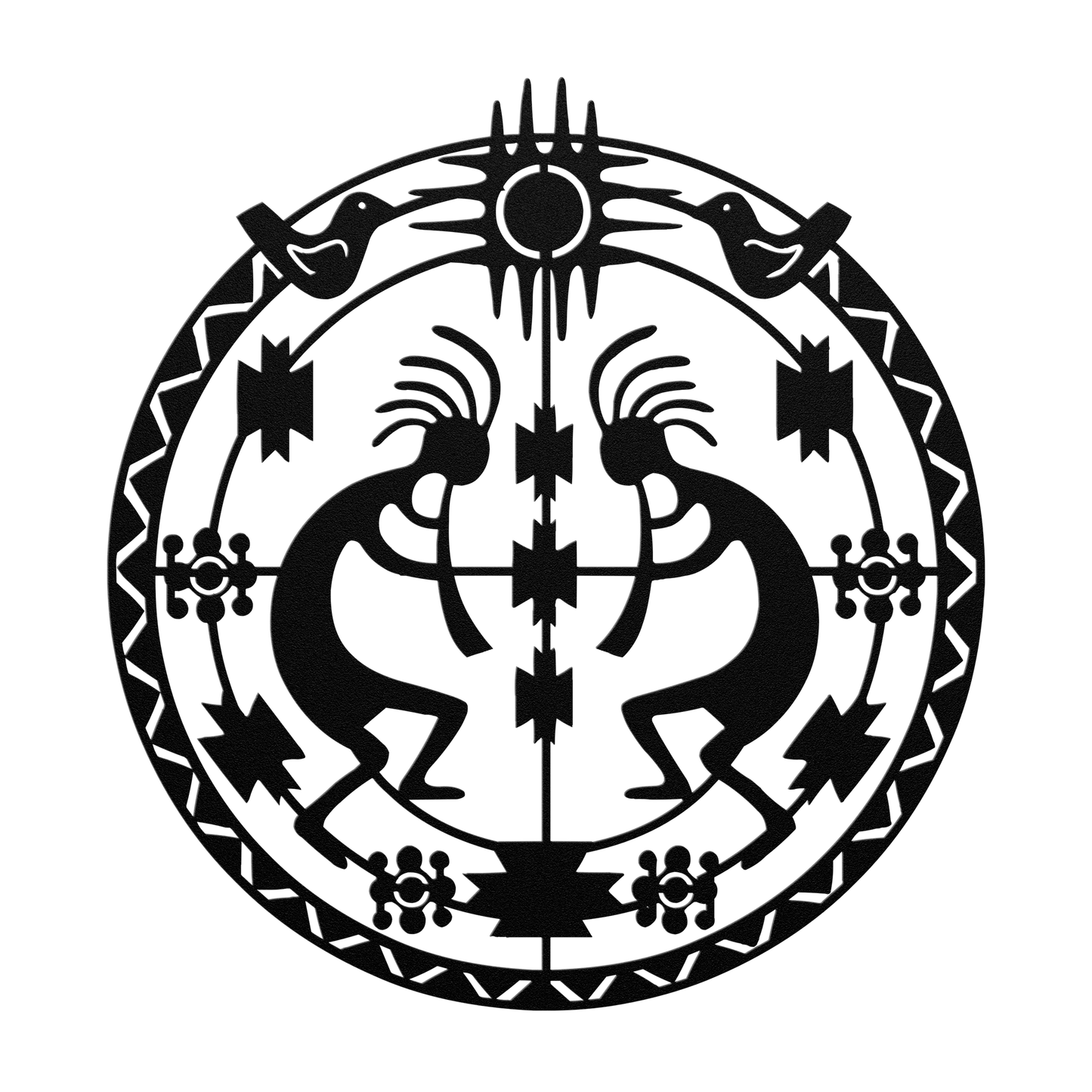 Custom Kokopelli metal plaque – traditional Southwestern wall hanging