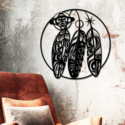 Personalized tribal feathers outdoor metal sign
